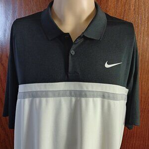 NIKE DRI-FIT MENS GOLF POLO SHIRT -XXL- BLACK/WHITE